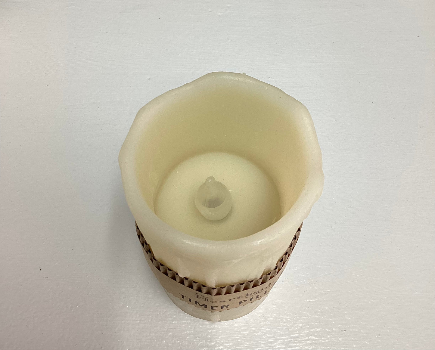 White Dripped Timer Pillar Candle