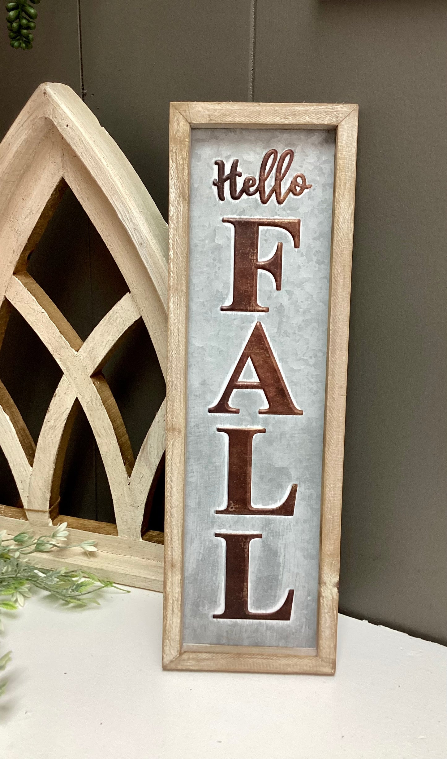Hello Fall Galvanized Sign