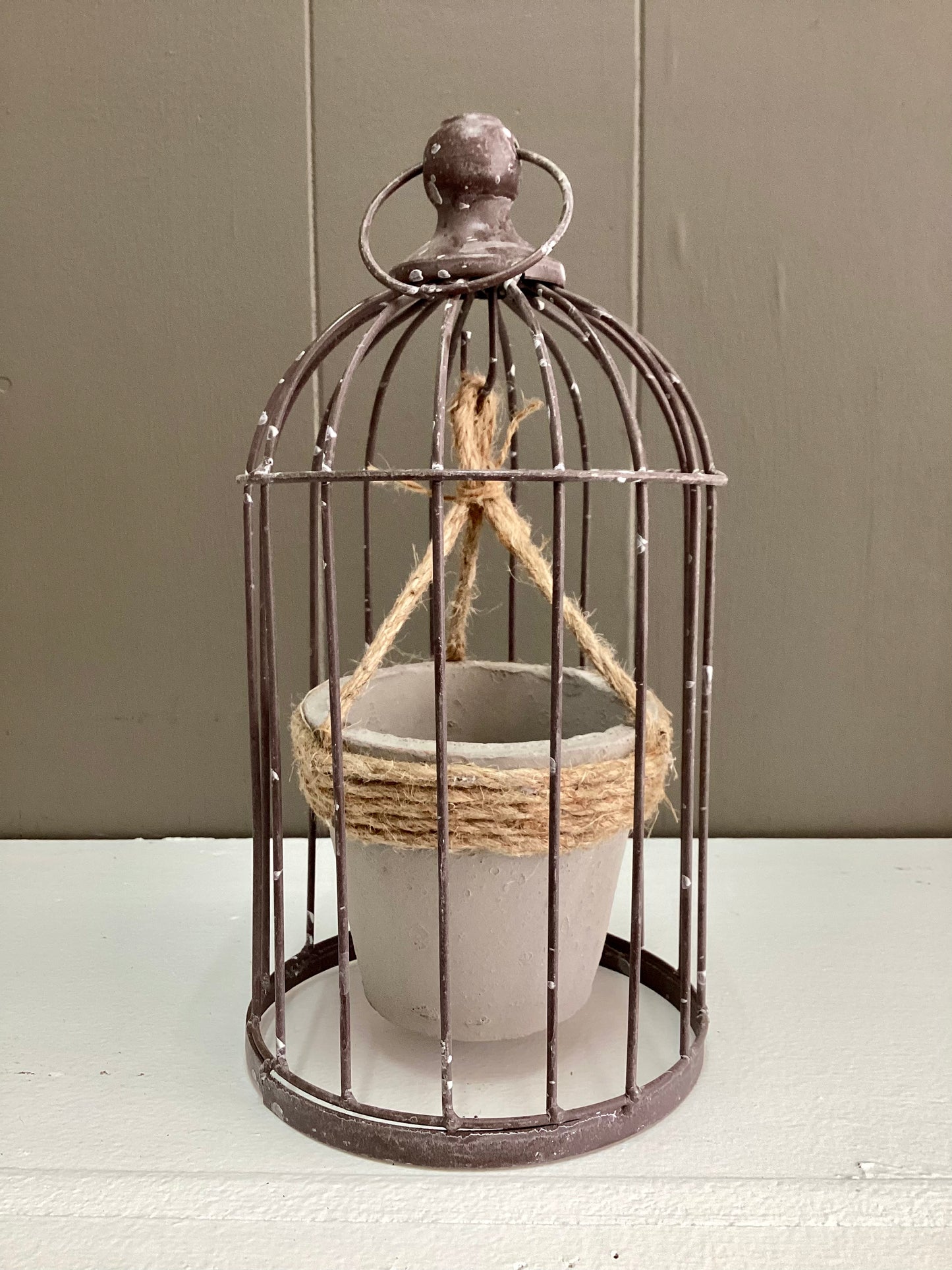 Metal Birdcage with Plant Holder