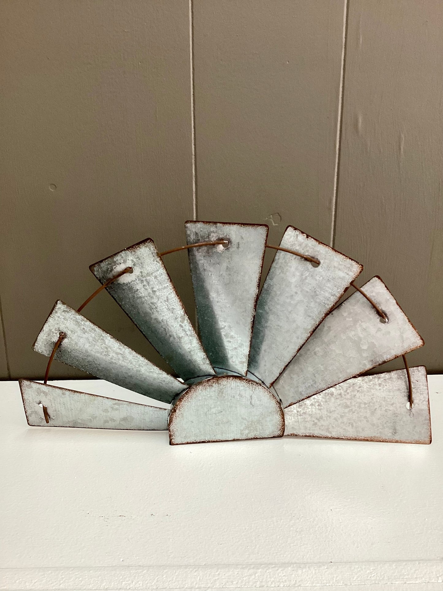 Galvanized Half Windmill wall art