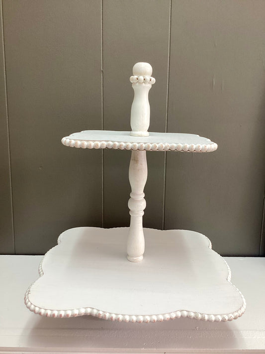 Beaded Two Tier Stand