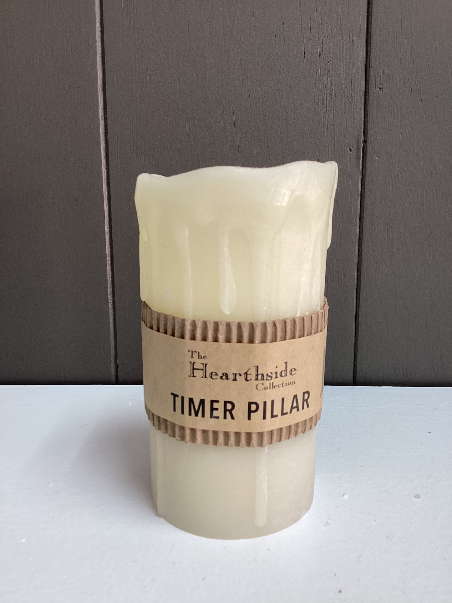 White Dripped Timer Pillar Candle